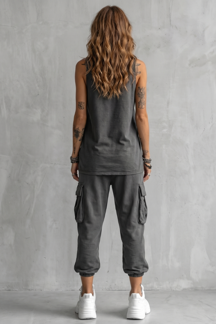 Women's Sleeveless Top and Cargo Jogger Co-ord Set - Fleurienne