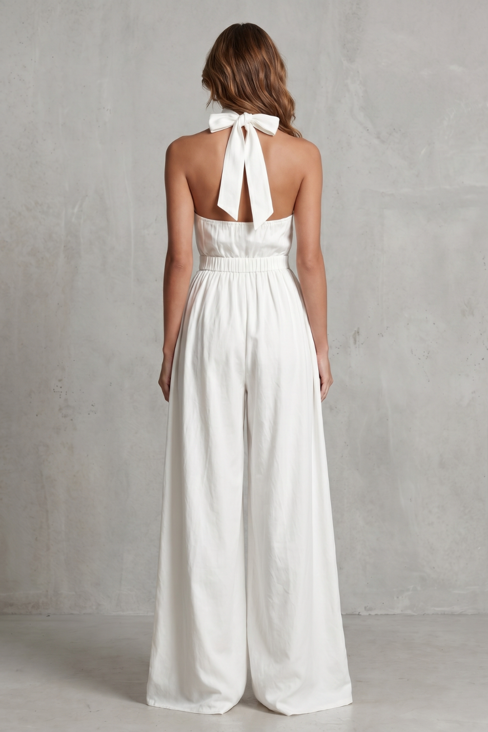 Women's Sleeveless Halter Neck Wide Leg Jumpsuit - Léonelle