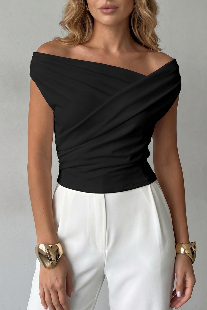 Women's Asymmetric One-Shoulder Draped Top - Solenne