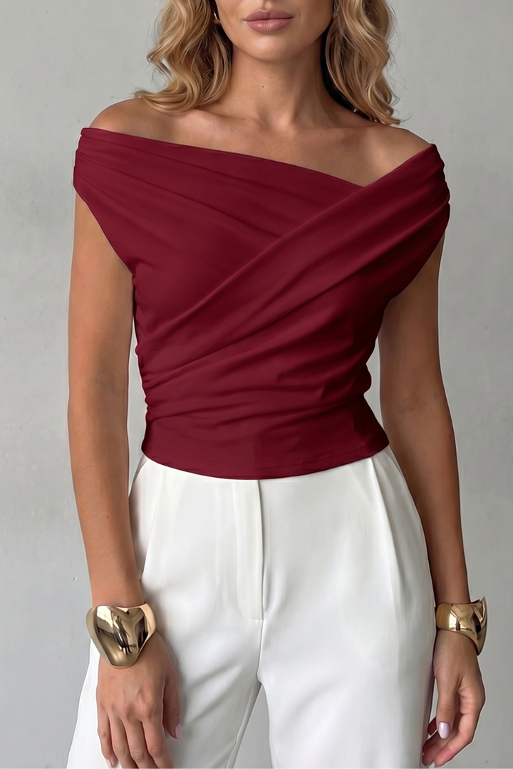 Women's Asymmetric One-Shoulder Draped Top - Solenne