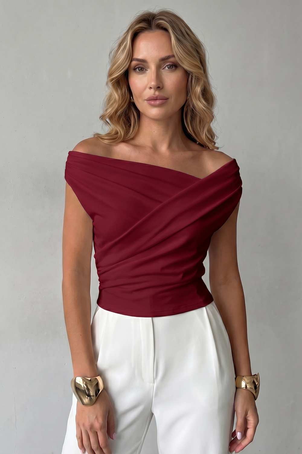 Women's Asymmetric One-Shoulder Draped Top - Solenne