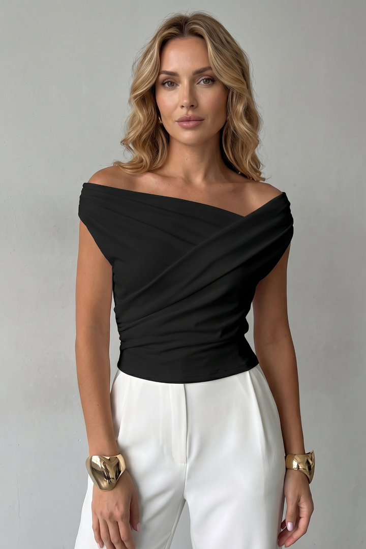 Women's Asymmetric One-Shoulder Draped Top - Solenne