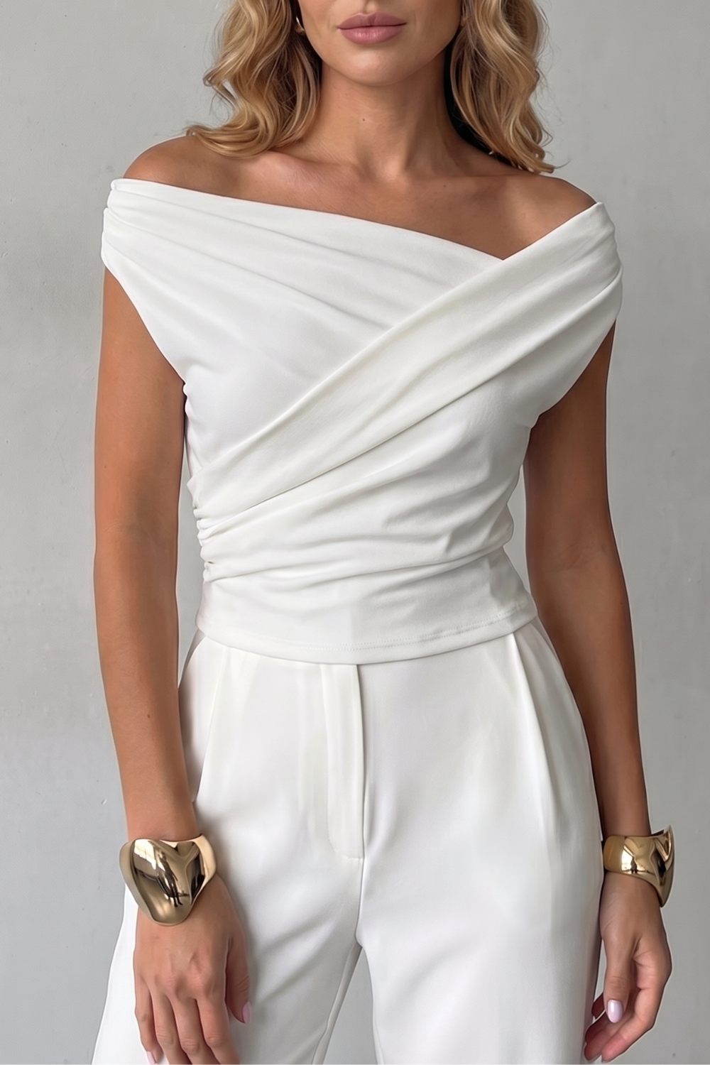 Women's Asymmetric One-Shoulder Draped Top - Solenne