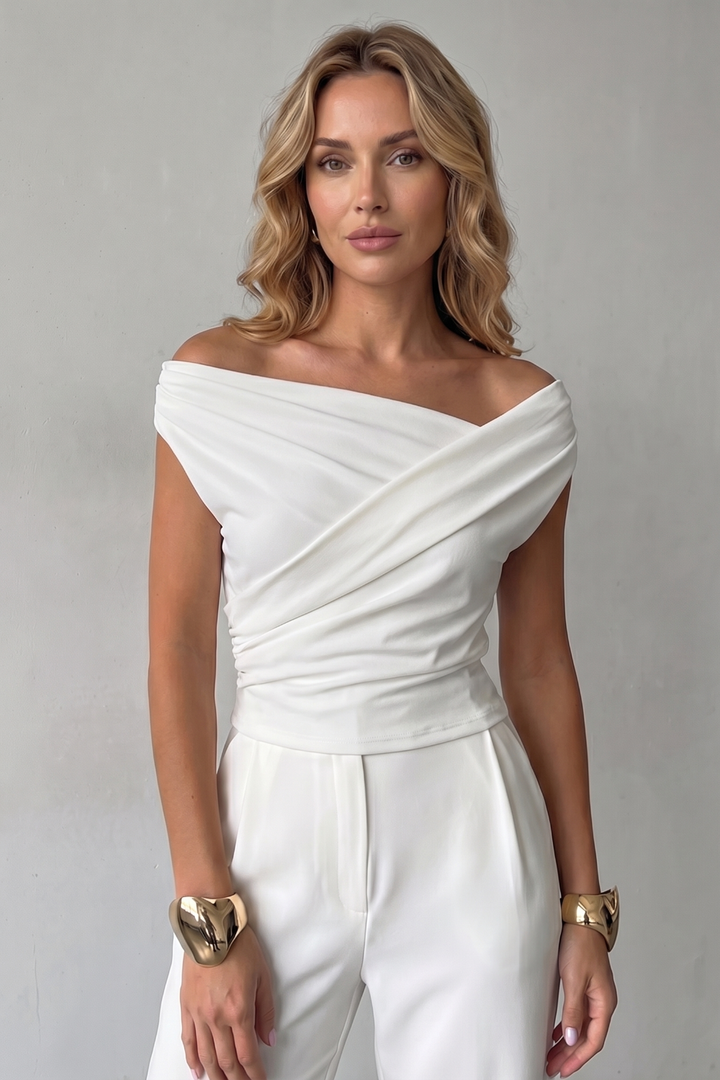 Women's Asymmetric One-Shoulder Draped Top - Solenne