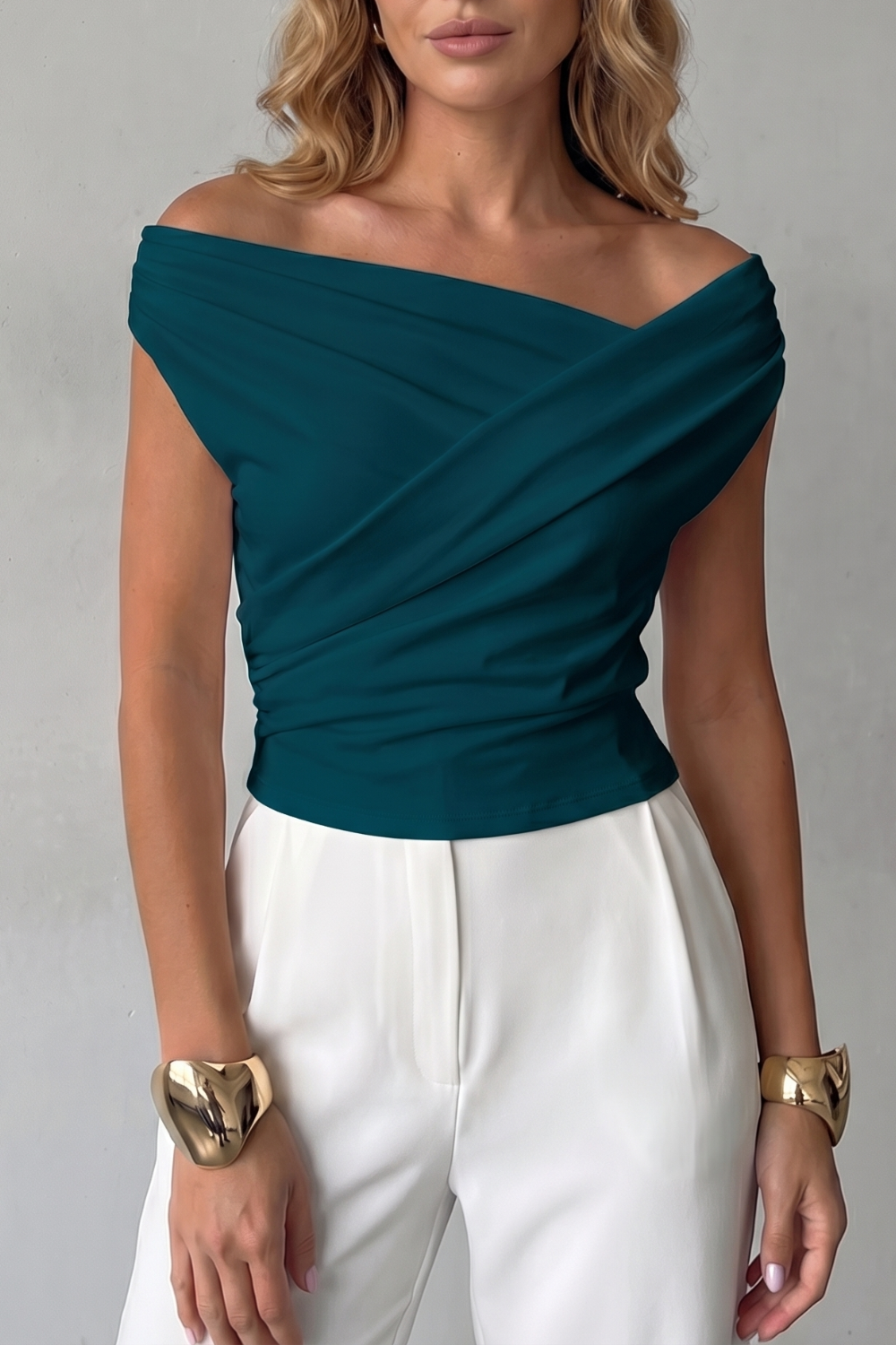 Women's Asymmetric One-Shoulder Draped Top - Solenne