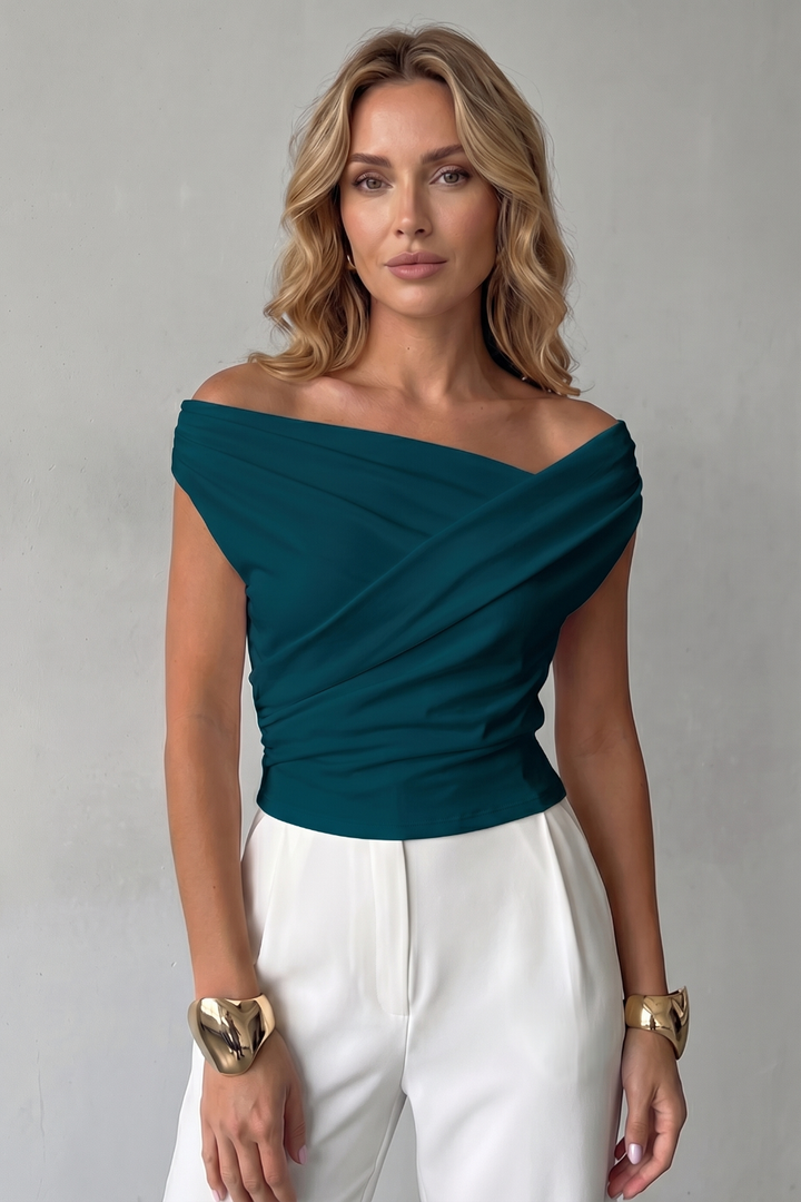 Women's Asymmetric One-Shoulder Draped Top - Solenne