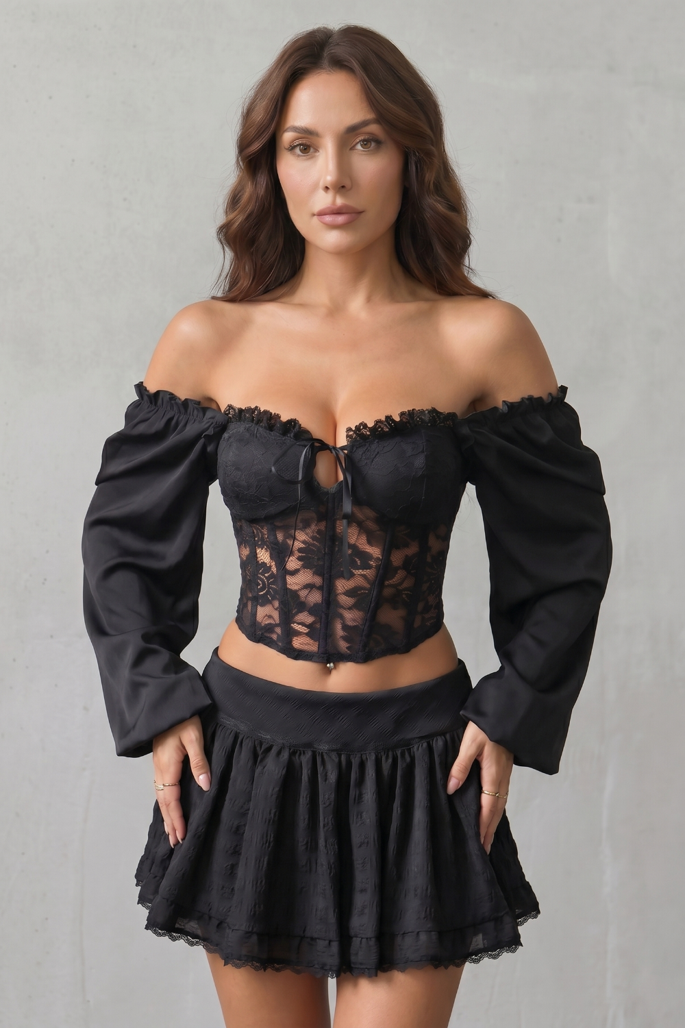 Women's Off-Shoulder Lace Corset Top - Ulvienne