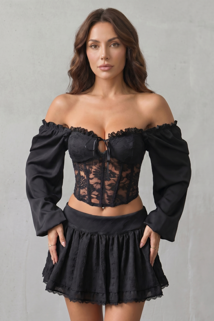 Women's Off-Shoulder Lace Corset Top - Ulvienne