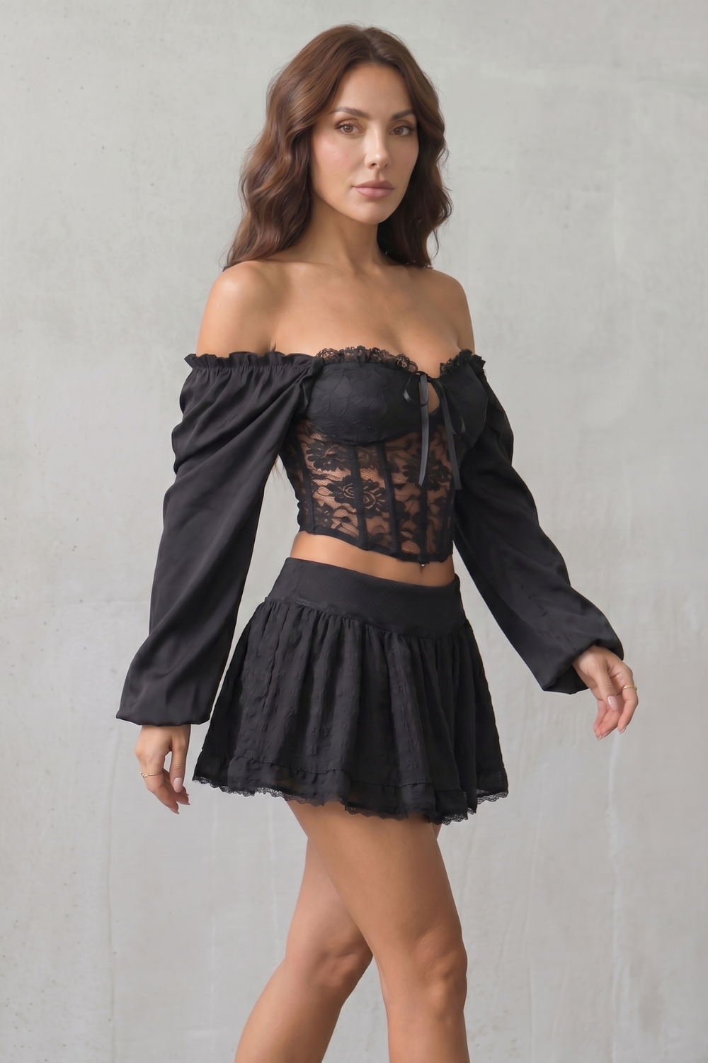 Women's Off-Shoulder Lace Corset Top - Ulvienne