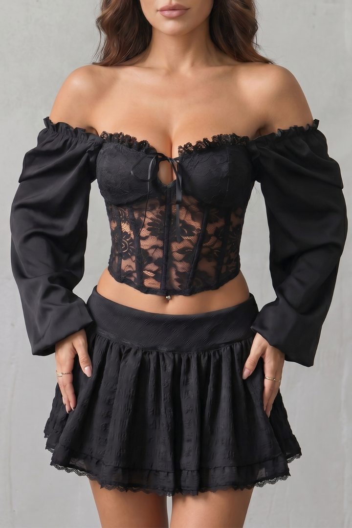 Women's Off-Shoulder Lace Corset Top - Ulvienne