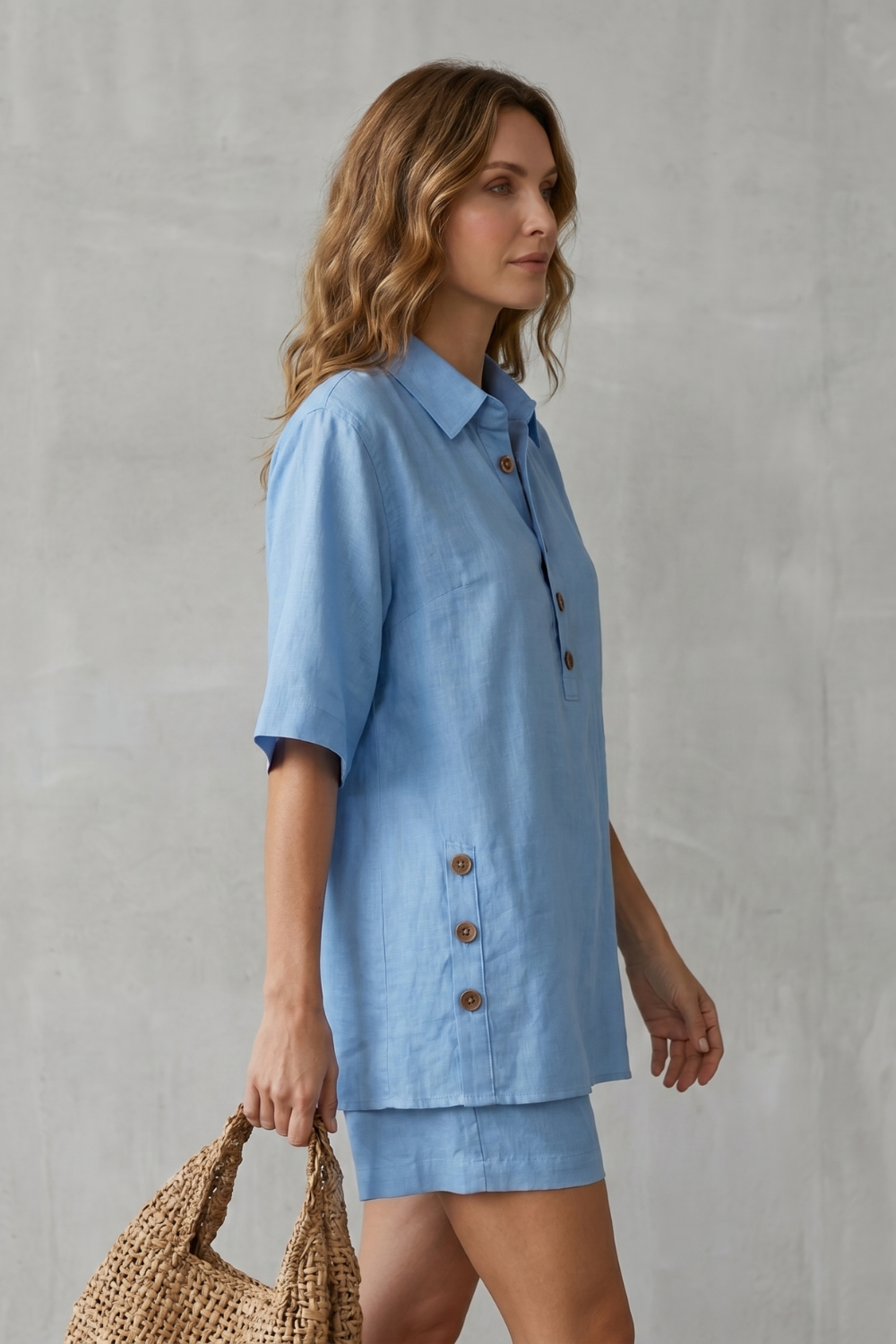 Women's Linen Blend Shirt and Shorts Co-ord Set - Harmonielle