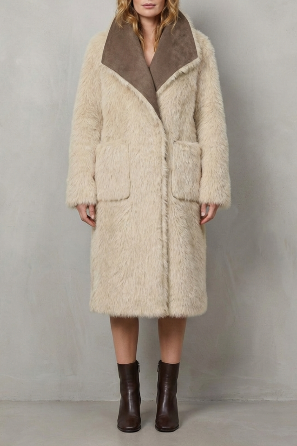 Women's Reversible Faux Shearling Coat with Textured Design – Genevieve