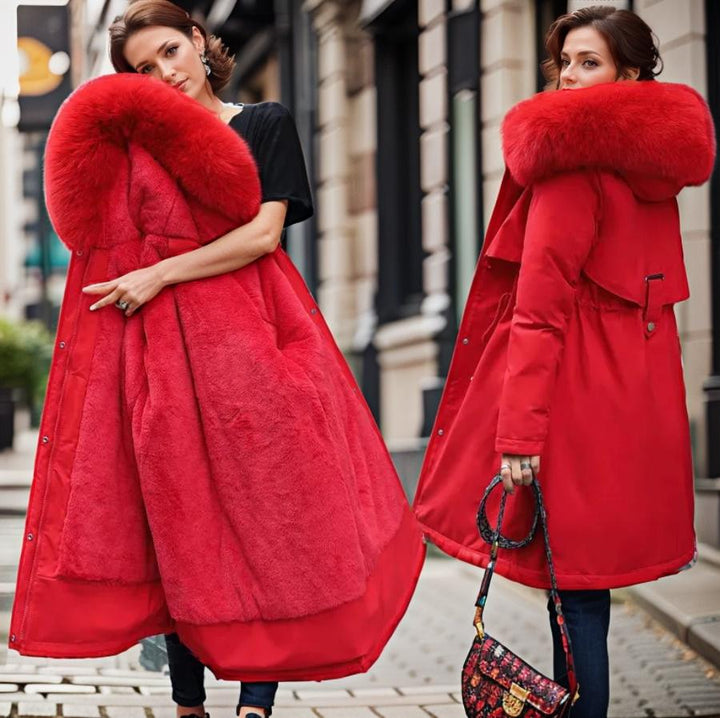 Bainbridge women's hooded winter parka in Red – front view