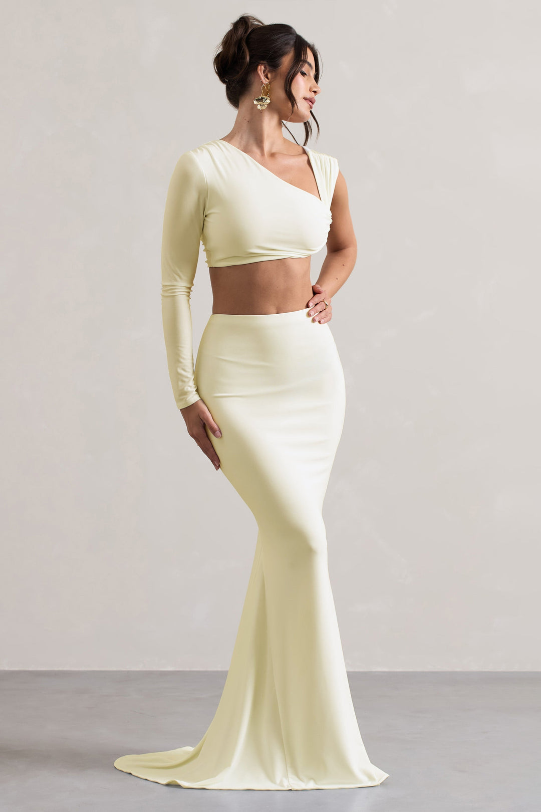Neomie - Cream Fishtail Maxi Skirt