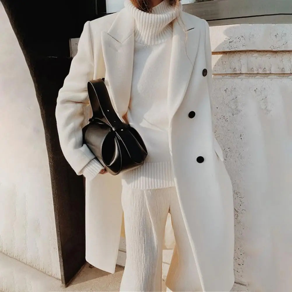 Women's longline coat Kitty in White – side view