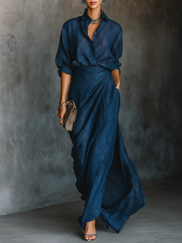 Cielo - Deep Blue Draped Maxi Dress