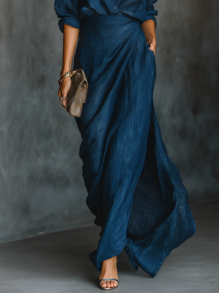 Cielo - Deep Blue Draped Maxi Dress