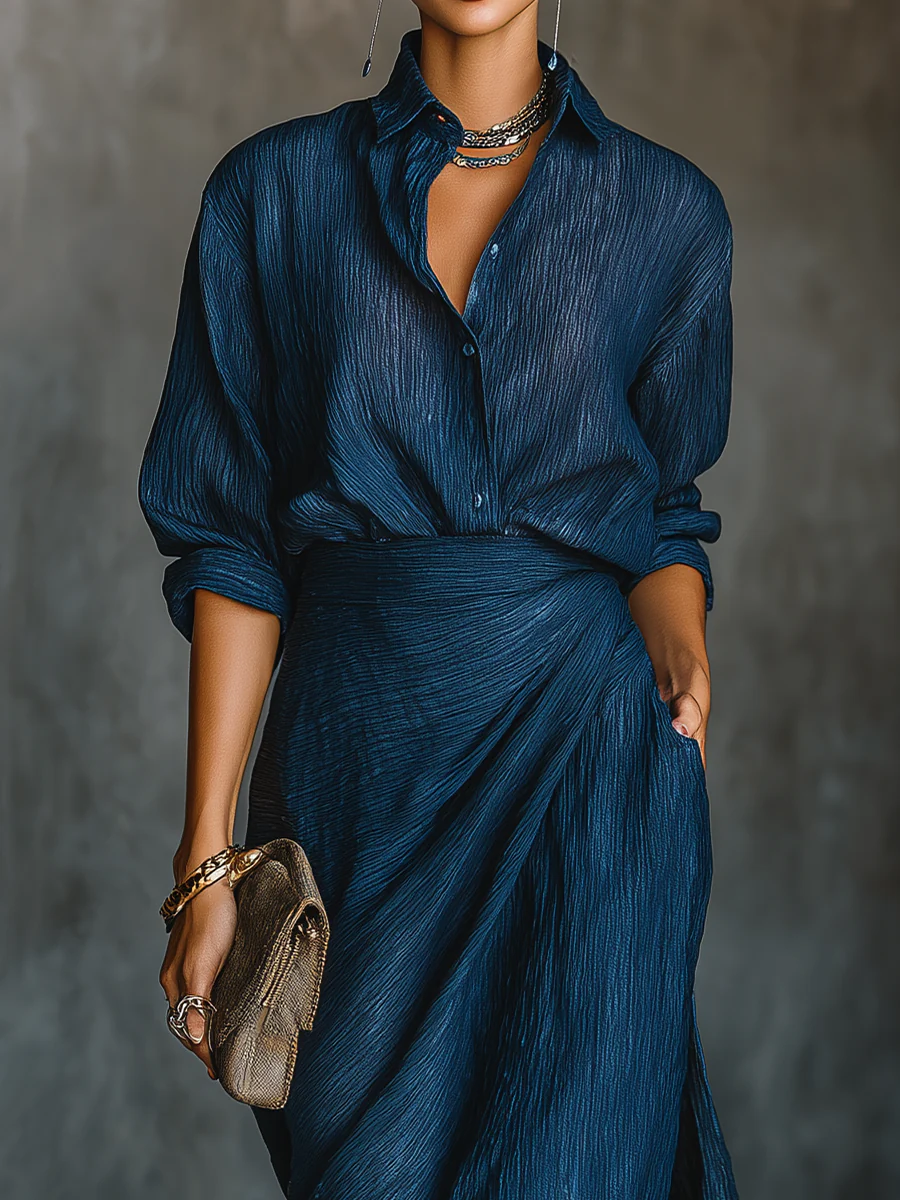 Cielo - Deep Blue Draped Maxi Dress