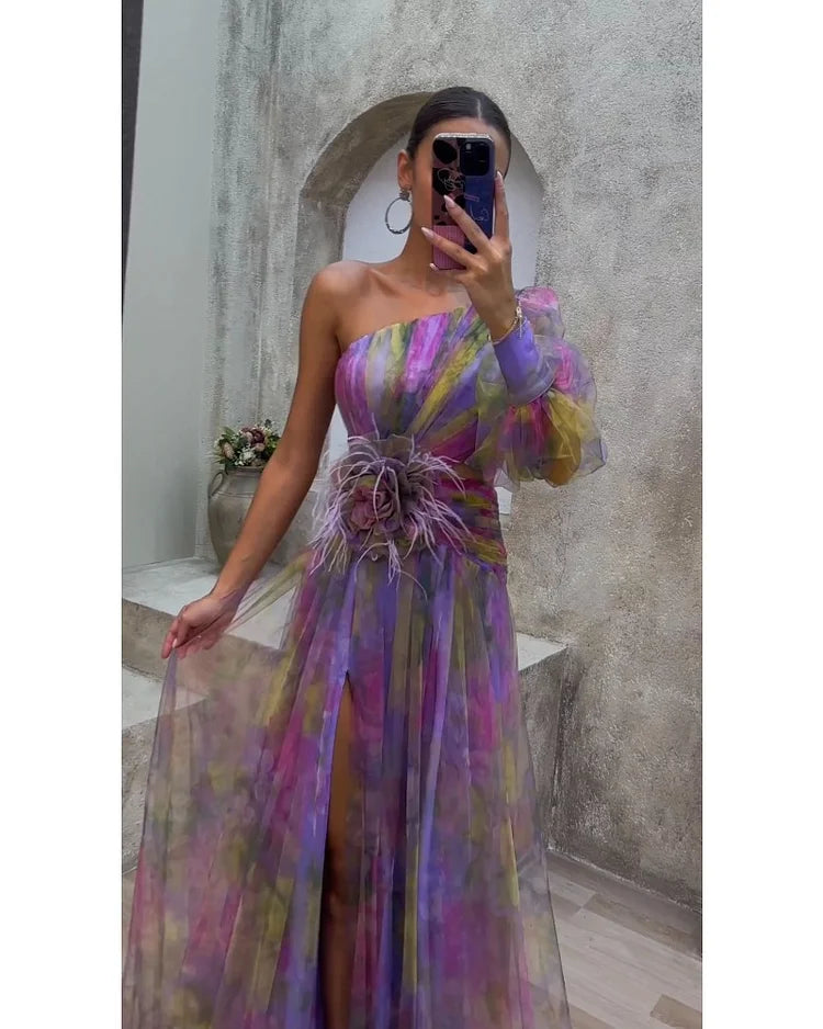 Cecelia - One Sleeve Maxi  Dress