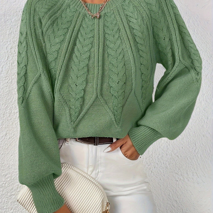 Women's cable knit jumper Ulla in Matcha – front view