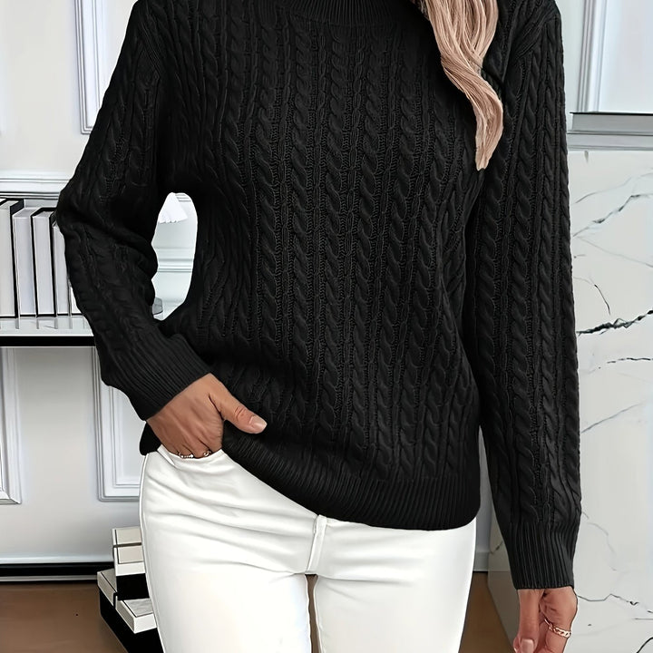 Women's cable knit jumper Rosalina in Black – front view
