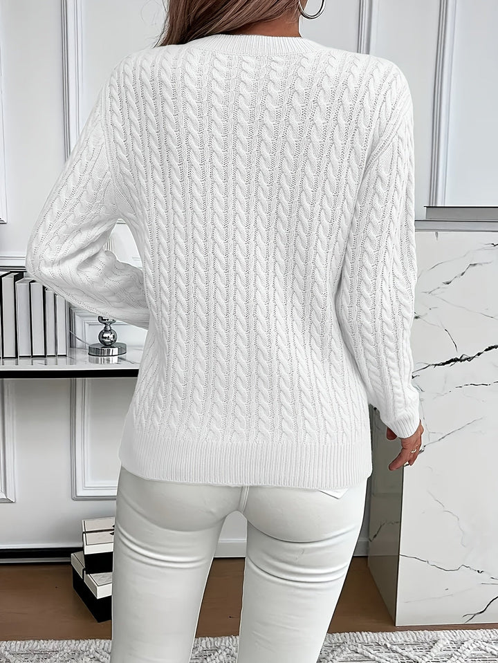 Women's cable knit jumper Rosalina in White – back view