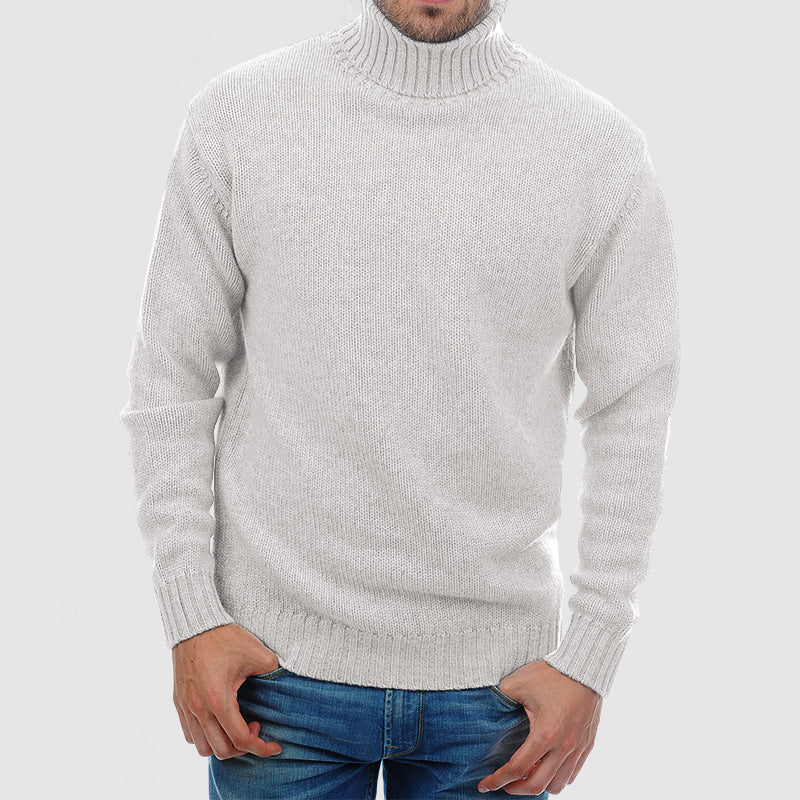 Men's Chunky Roll Neck Jumper – Blakeney in White, front view