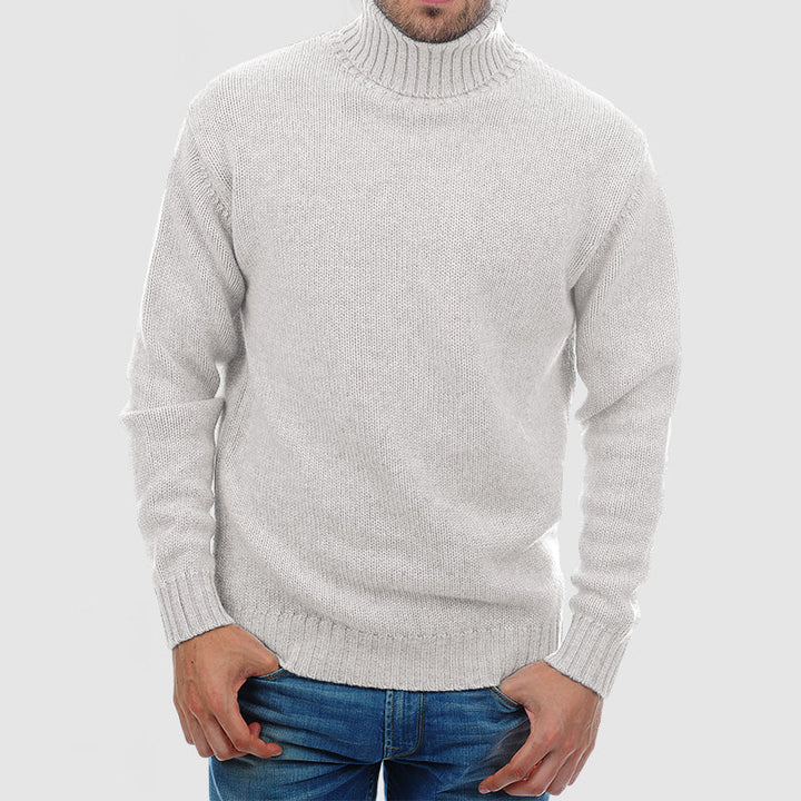 Men's Chunky Roll Neck Jumper – Blakeney in White, front view