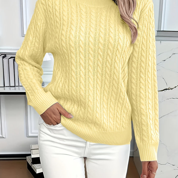 Women's cable knit jumper Rosalina in Yellow – front view