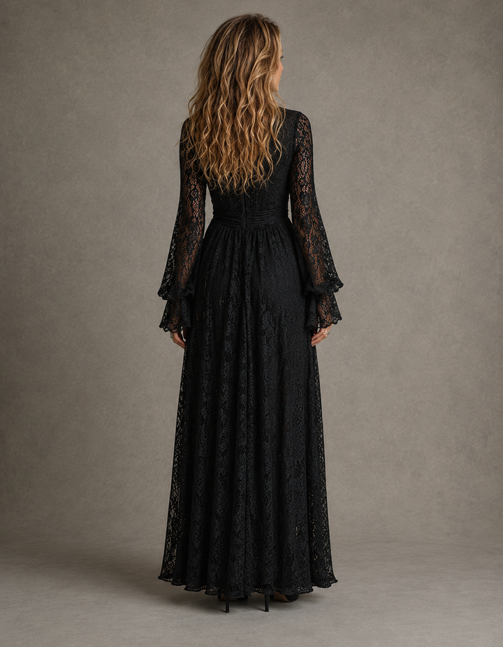 Women's Lace Plunge V-Neck Maxi Dress – Charlotte