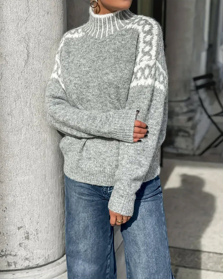 Shetland women's Nordic knit jumper in Grey – side view