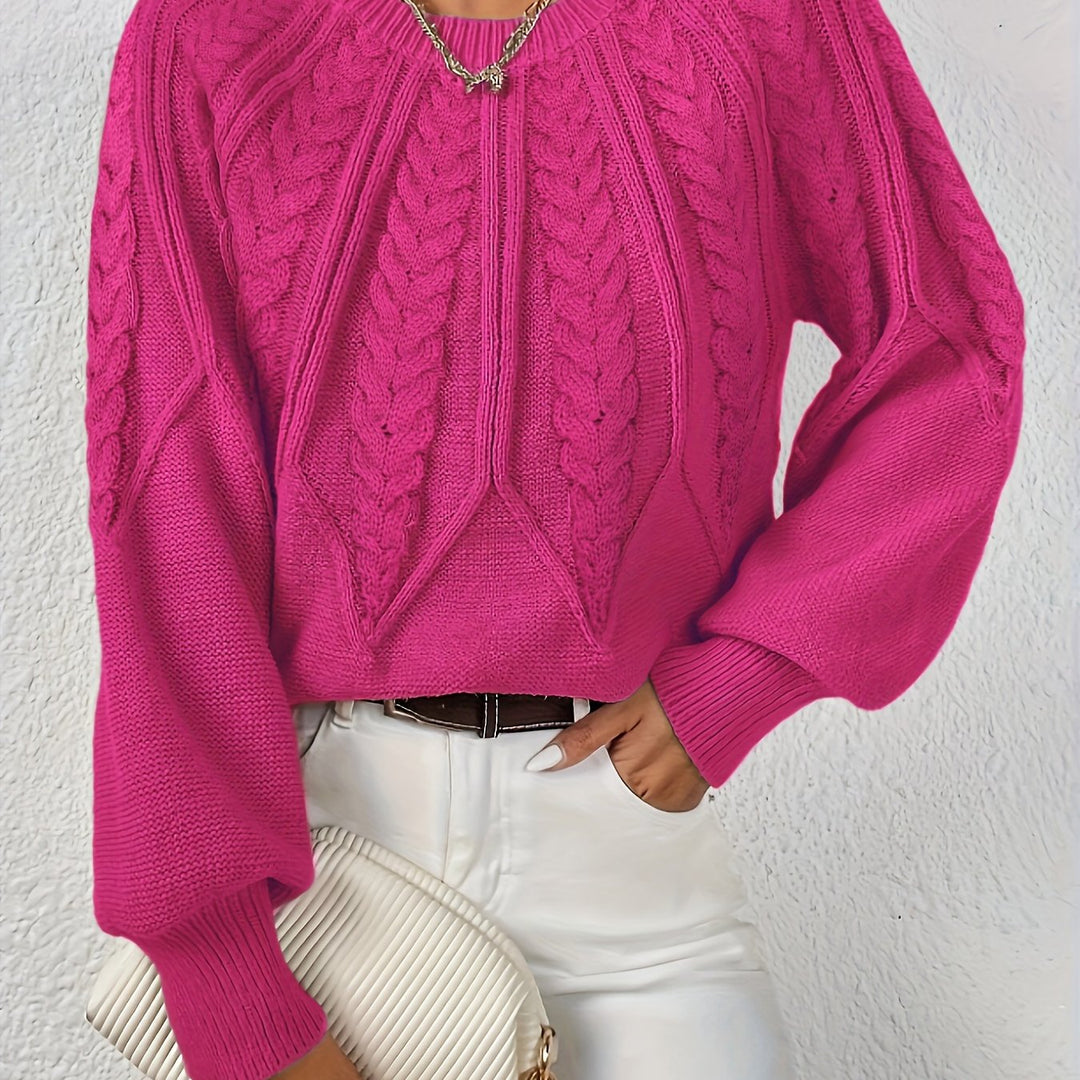Women's cable knit jumper Ulla in Rose Red – front view