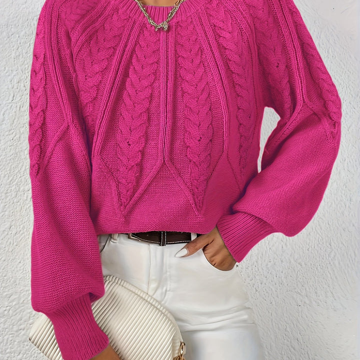 Women's cable knit jumper Ulla in Rose Red – front view