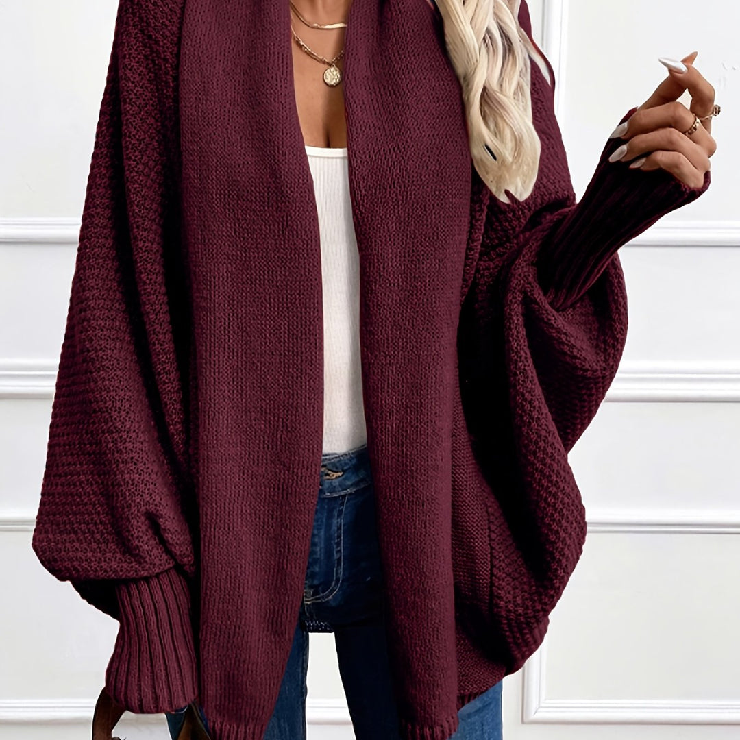 Islay women's batwing cardigan in Burgundy – front view