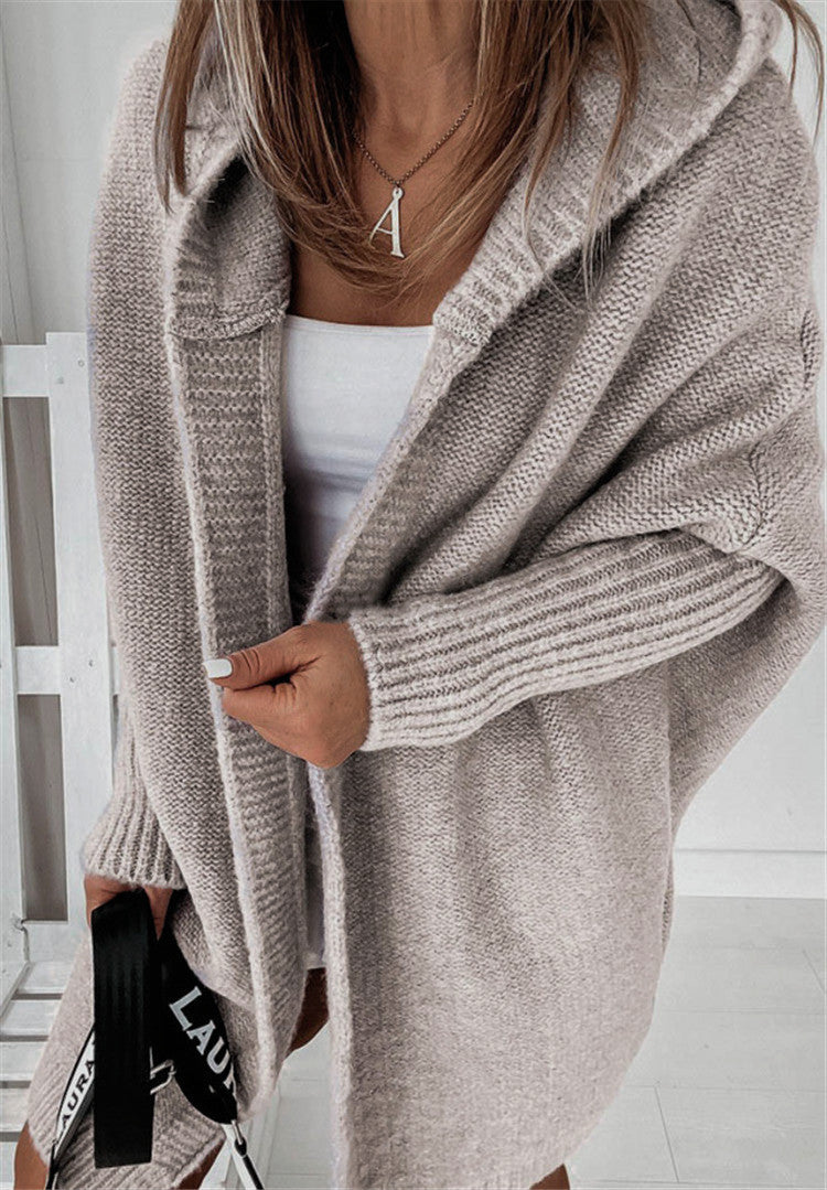 Women's hooded cardigan Prudence in Grey – back view