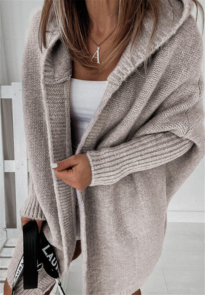 Women's hooded cardigan Prudence in Grey – back view