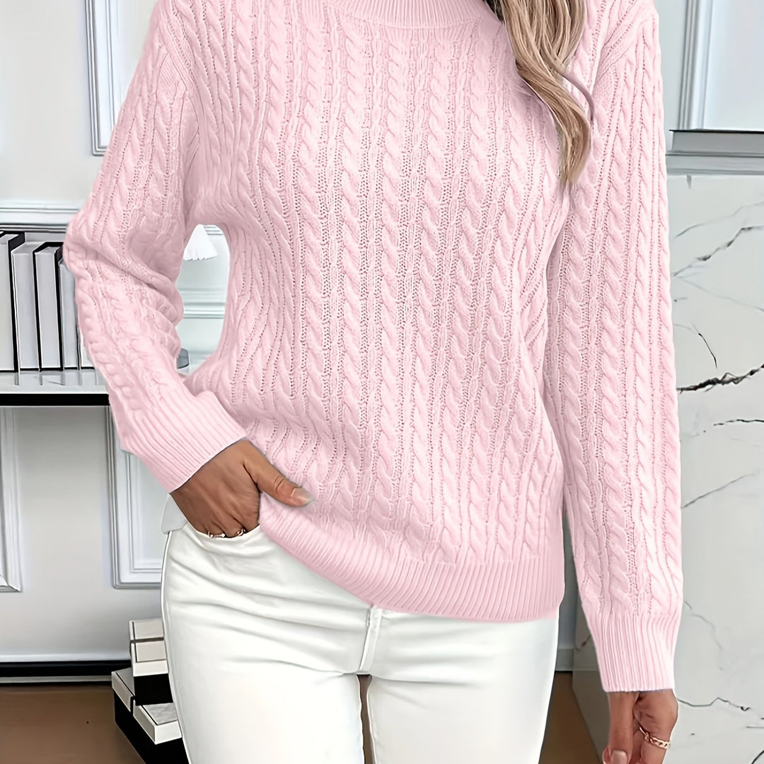 Women's cable knit jumper Rosalina in Pink – front view