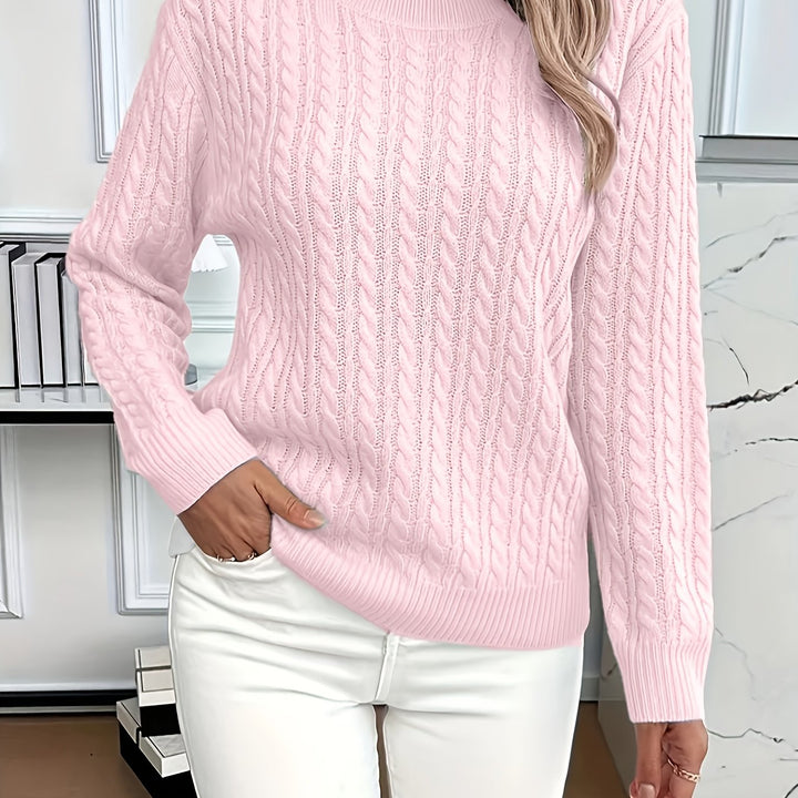 Women's cable knit jumper Rosalina in Pink – front view