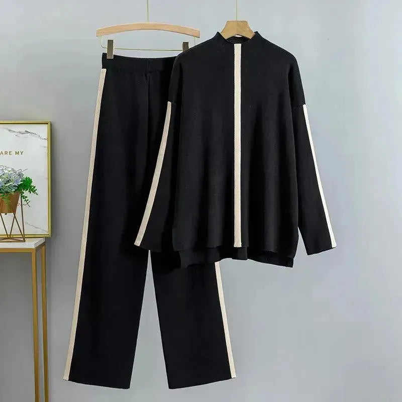 Women's knitted tracksuit set Florrie in Black – product view
