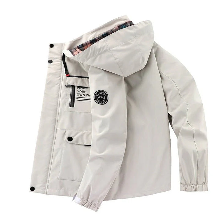 Men's Hooded Outdoor Jacket Carver in White – side view