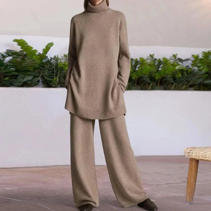 Women's Turtleneck Jumper and Wide-Leg Trousers Set