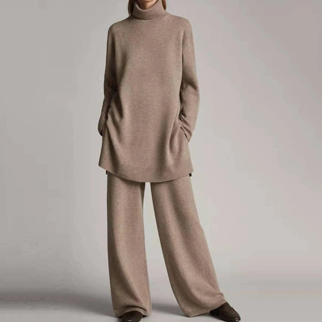 Women's Turtleneck Jumper and Wide-Leg Trousers Set