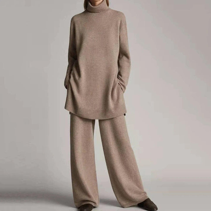 Women's Turtleneck Jumper and Wide-Leg Trousers Set