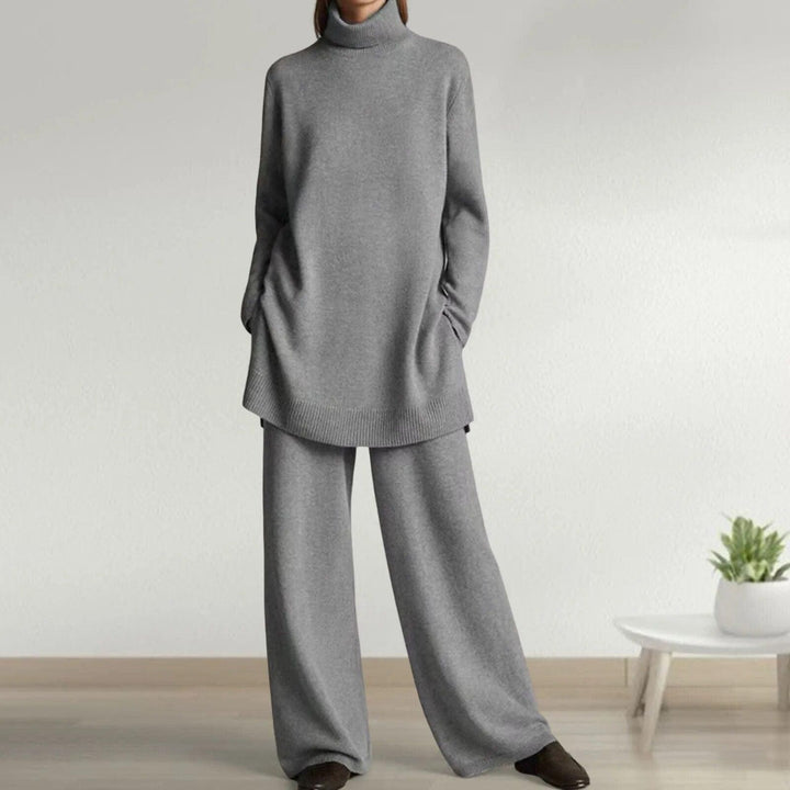 Women's Turtleneck Jumper and Wide-Leg Trousers Set