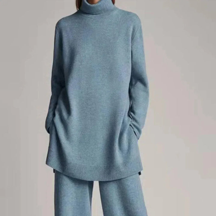 Women's Turtleneck Jumper and Wide-Leg Trousers Set
