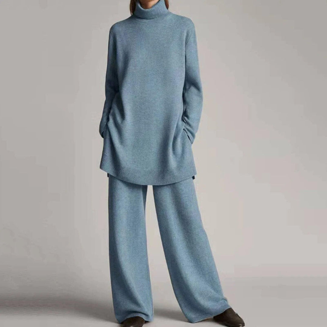 Women's Turtleneck Jumper and Wide-Leg Trousers Set