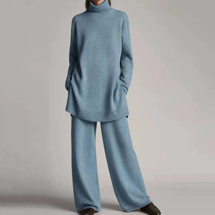 Women's Turtleneck Jumper and Wide-Leg Trousers Set
