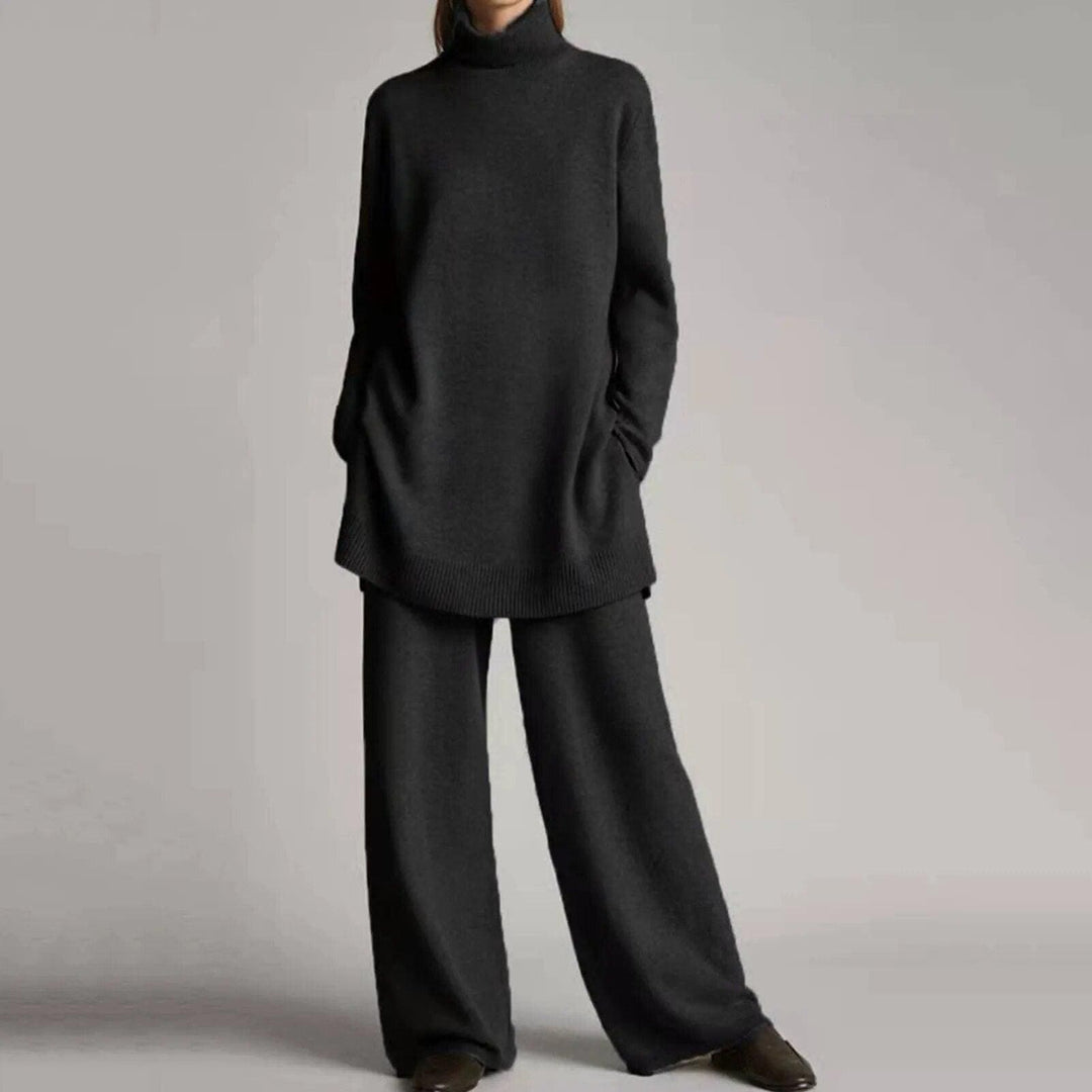 Women's Turtleneck Jumper and Wide-Leg Trousers Set