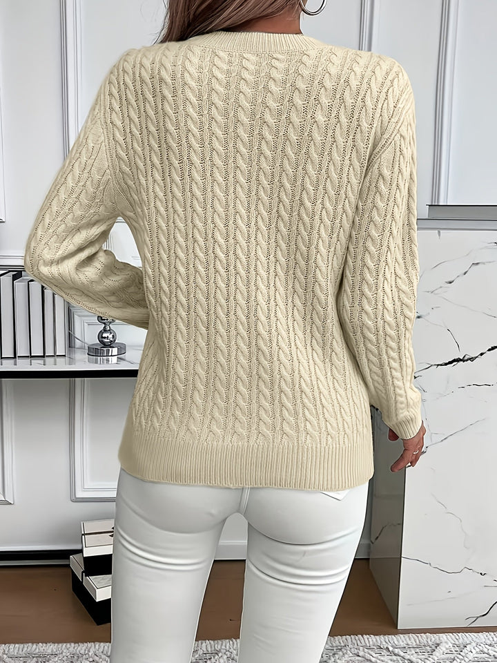 Women's cable knit jumper Rosalina in Khaki – back view