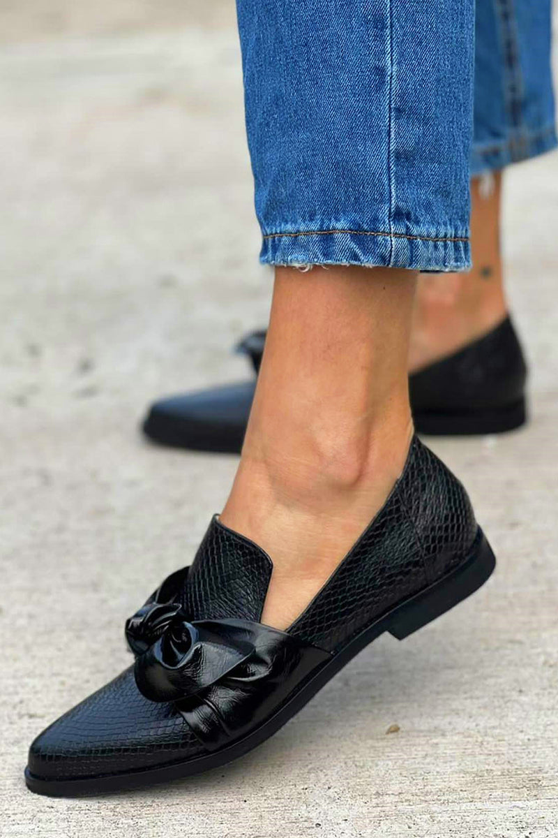 Orla™ - Black bow loafers